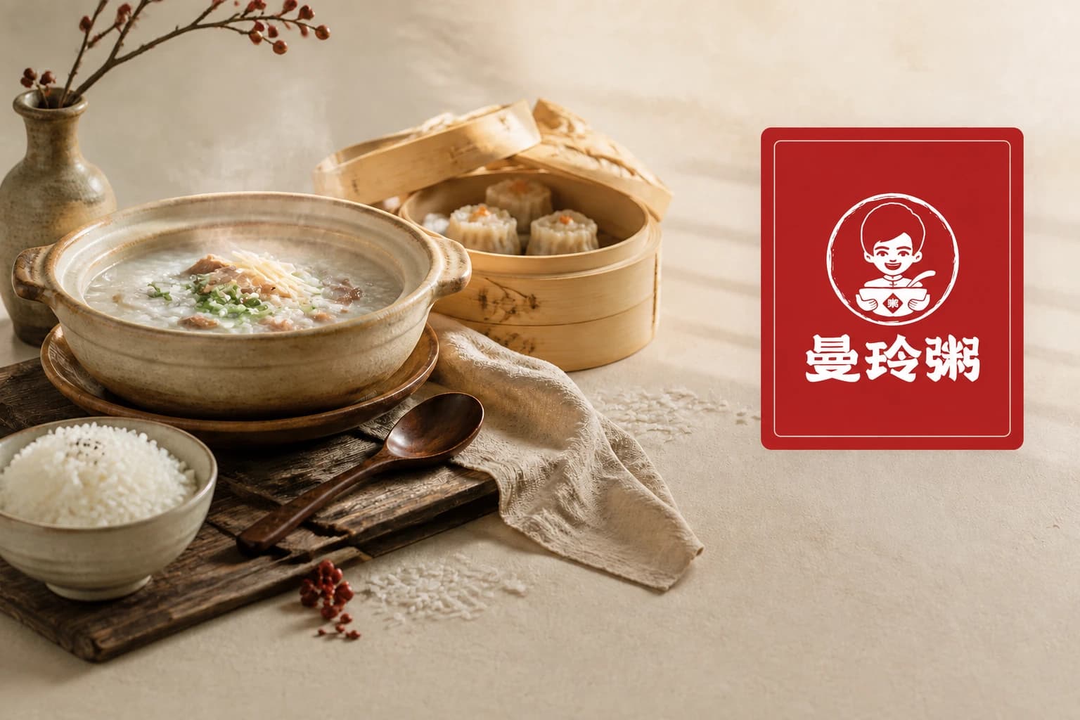 曼玲粥店砂锅粥与蒸点品牌主题图